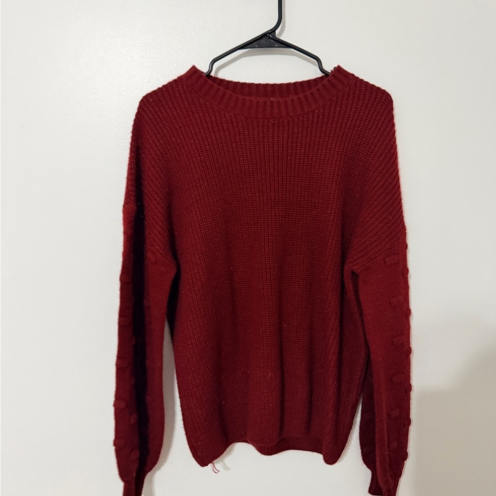 Elegant Burgundy Crew Neck Sweater